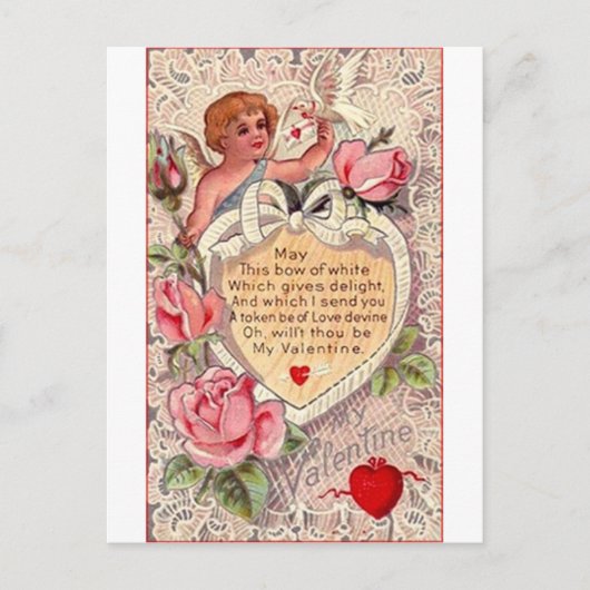 Cupid met brief over duif en liefde Briefkaart (Voorkant)