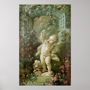 Cupid met druiven poster