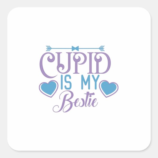 Cupid met een paar cadeautjes is mijn das vierkante sticker (Voorkant)