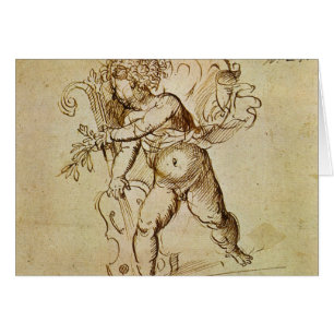 Cupid met een Violin door Domenico Campagnola