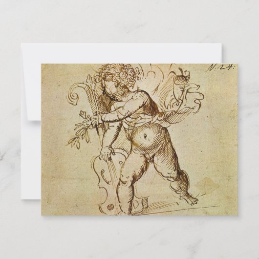 Cupid met een Violin door Domenico Campagnola (Voorkant)