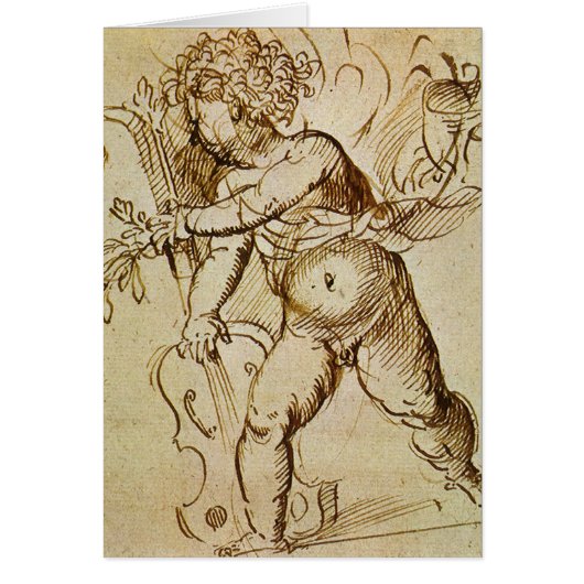 Cupid met een Violin door Domenico Campagnola (Voorkant)