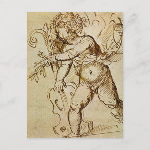 Cupid met een Violin door Domenico Campagnola Briefkaart