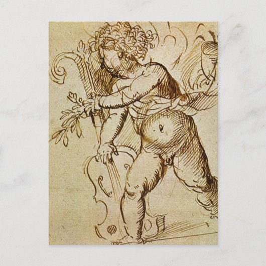 Cupid met een Violin door Domenico Campagnola Briefkaart (Voorkant)