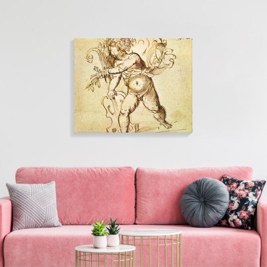 Cupid met een Violin door Domenico Campagnola Canvas Afdruk (Insitu (Woonkamer))
