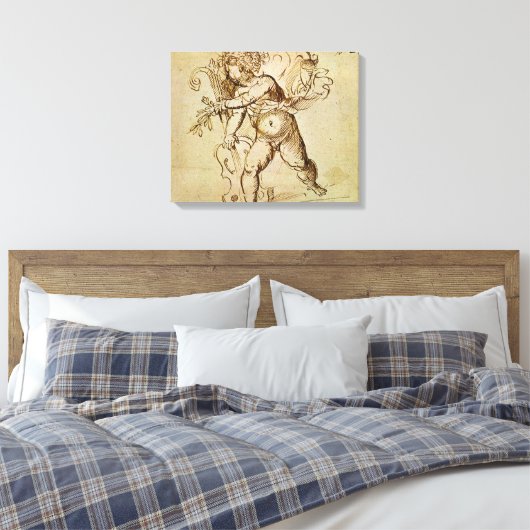 Cupid met een Violin door Domenico Campagnola Canvas Afdruk (Insitu (Slaapkamer))
