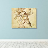 Cupid met een Violin door Domenico Campagnola Canvas Afdruk (Insitu (Houten vloer))