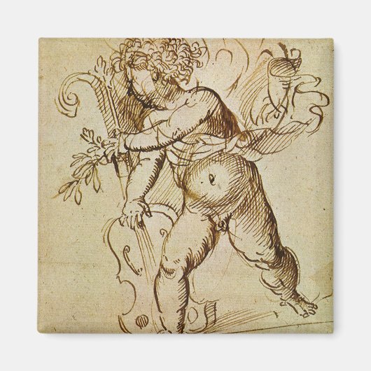 Cupid met een Violin door Domenico Campagnola Magneet (Voorkant)