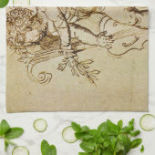 Cupid met een Violin door Domenico Campagnola Theedoek (Gevouwen)