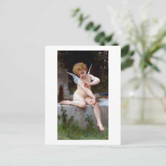 Cupid met een vlinder, Bouguereau Briefkaart (Staand voorkant)