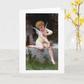 Cupid met een vlinder, Bouguereau Kaart (Gele Bloem)