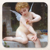 Cupid met een vlinder, Bouguereau Kartonnen Onderzetters (Voorkant)