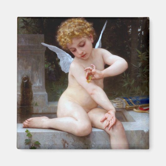 Cupid met een vlinder, Bouguereau Magneet (Voorkant)