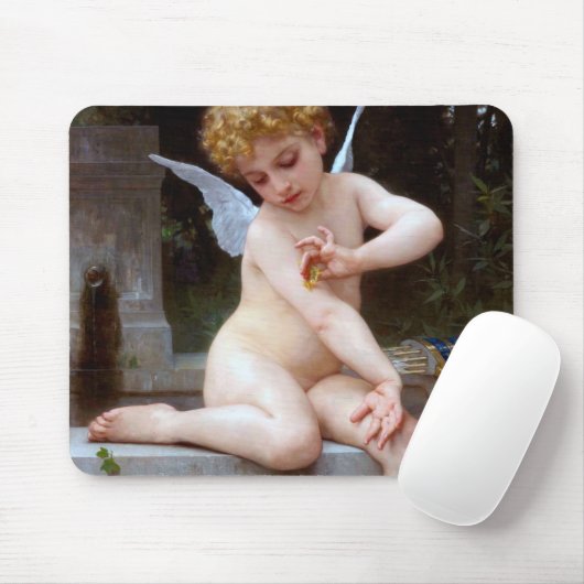 Cupid met een vlinder, Bouguereau Muismat (Met muis)