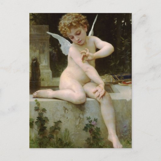 Cupid met een vlinder briefkaart (Voorkant)