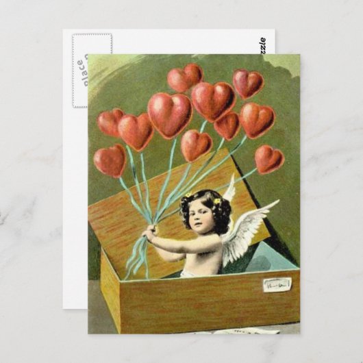 Cupid met Heart Bouquet Briefkaart (Voorkant / Achterkant)