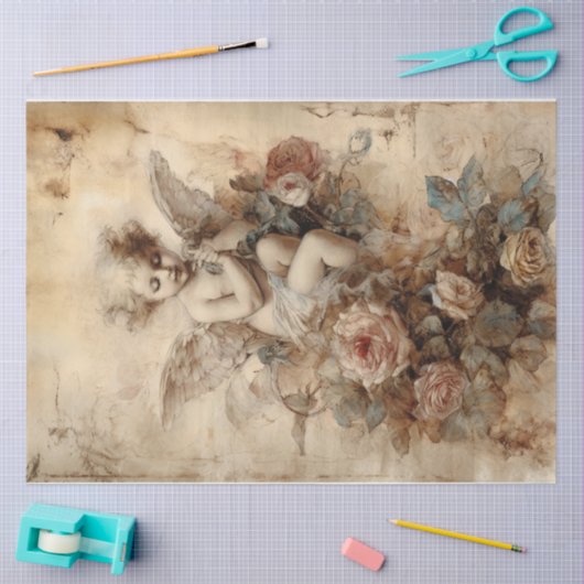  Cupid met Rozen Tissuepapier (Craft)