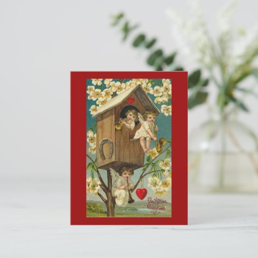 Cupid Musicians in A Treehouse Briefkaart (Staand voorkant)