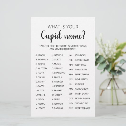 Cupid Name Game Valentijnsdag Party game (Staand voorkant)