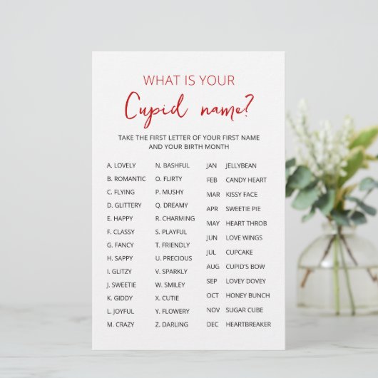 Cupid Name Game Valentijnsdag Party game (Staand voorkant)