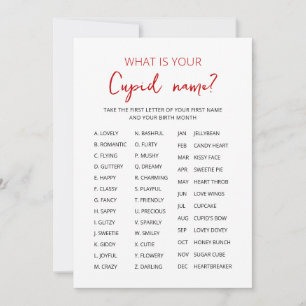 Cupid Name Game Valentijnsdag Party game Kaart
