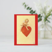 Cupid op een hart - Briefkaart (Staand voorkant)