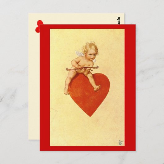 Cupid op een hart - Briefkaart (Voorkant / Achterkant)