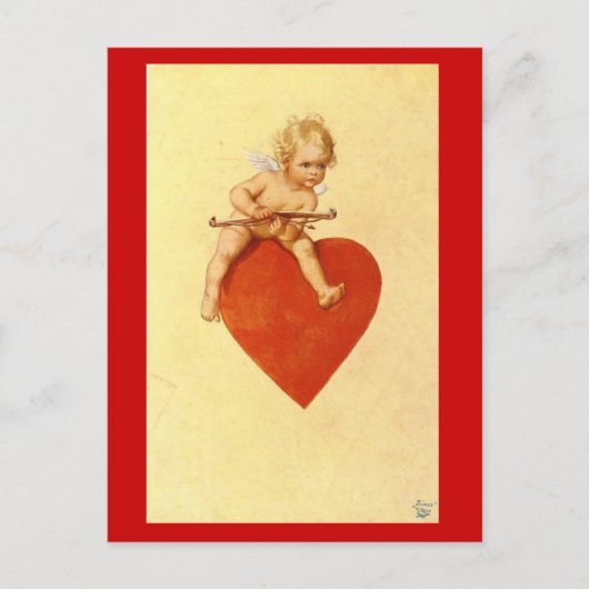 Cupid op een hart - Briefkaart (Voorkant)