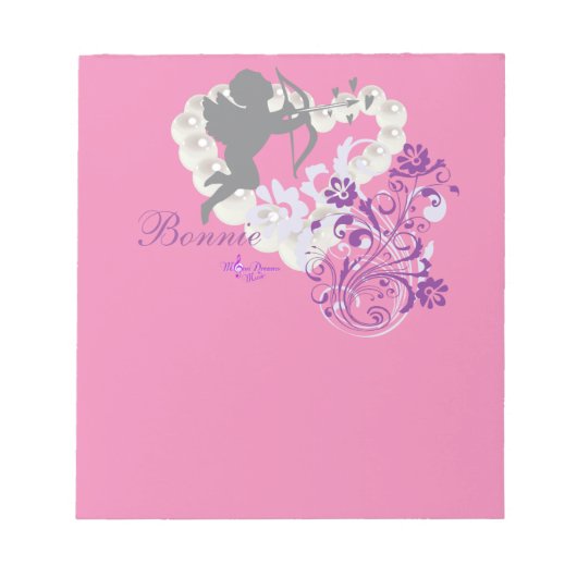 Cupid Pearls Floral Heart Pink Small Note Pad Notitieblok (Voorkant)