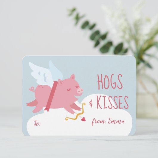 Cupid Pig Activity Classroom Valentijn Briefkaart (Staand voorkant)