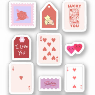 Cupid Pink Love Kaarten & Hearts Sticker
