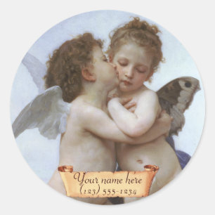 Cupid & Psyche Pre-Raphaelite Bookplaat Ronde Sticker