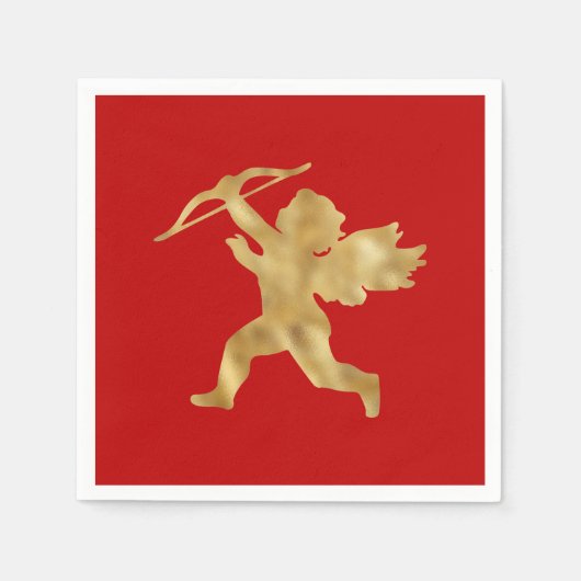 Cupid Red Gold Valentijn Servet (Voorkant)
