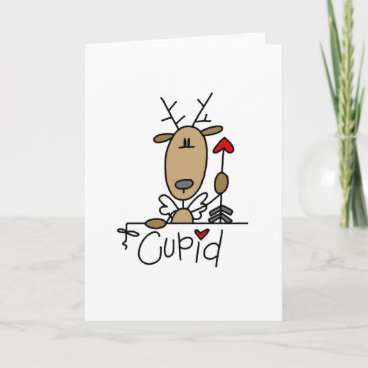 Cupid Reindeer Kerstoverhemden en cadeautjes Feestdagen Kaart (Voorkant)