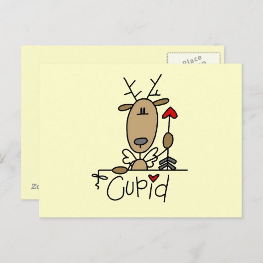 Cupid Reindeer Kerstoverhemden en cadeautjes Feestdagenkaart (Voorkant / Achterkant)