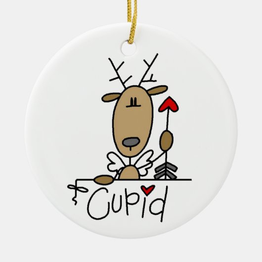 Cupid Reindeer Kerstoverhemden en cadeautjes Keramisch Ornament (Voorkant)