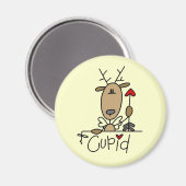 Cupid Reindeer Kerstoverhemden en cadeautjes Magneet (Voorkant / Achterkant)