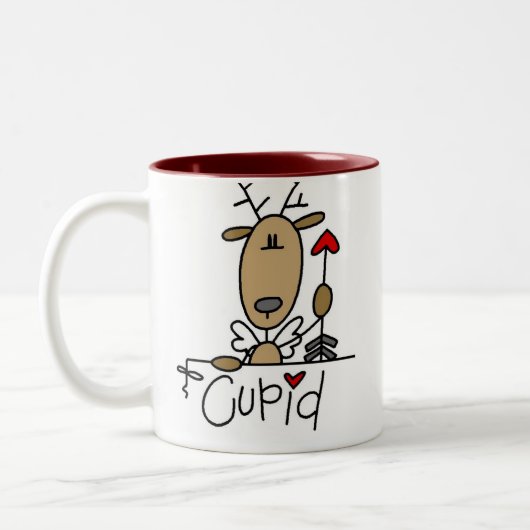 Cupid Reindeer Kerstoverhemden en cadeautjes Tweekleurige Koffiemok (Links)