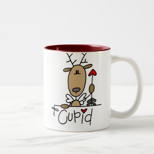 Cupid Reindeer Kerstoverhemden en cadeautjes Tweekleurige Koffiemok (Rechts)