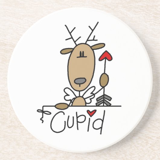 Cupid Reindeer Kerstoverhemden en cadeautjes Zandsteen Onderzetter (Voorkant)