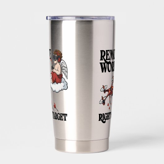 Cupid Remote Work, Valentine’s Day Geïsoleerde Drinkbeker (Rechts)