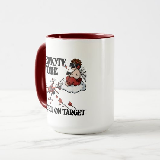 Cupid Remote Work, Valentine’s Day Mok (Voorkant links)