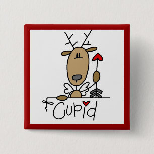 Cupid Rendier Kerst T-shirts en Cadeaus Vierkante Button 5,1 Cm