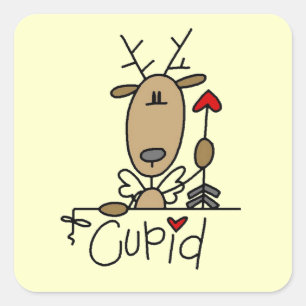 Cupid Rendier Kerst T-shirts en Cadeaus Vierkante Sticker