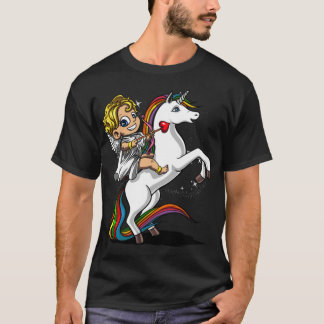 Cupid Riding Unicorn Valentijnsdag koppel T-shirt