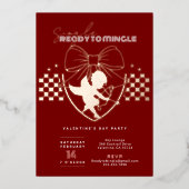 Cupid Rode Singles Valentijnsdag Feest Goud Folie Uitnodiging (Voorkant)