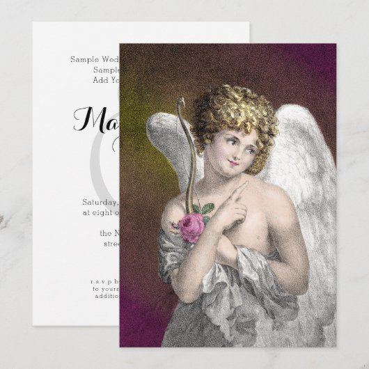  Cupid Romantic Wedding Invitations Kaart (Voorkant / Achterkant)