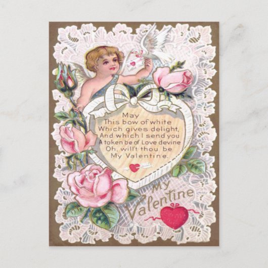 Cupid Rozen Roos Dove Heart Arrow Briefkaart (Voorkant)