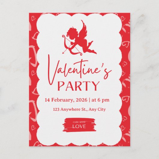 ​"Cupid’s Arrow" – Vibrant Modern Valentine’s Part Feestdagenkaart (Voorkant)