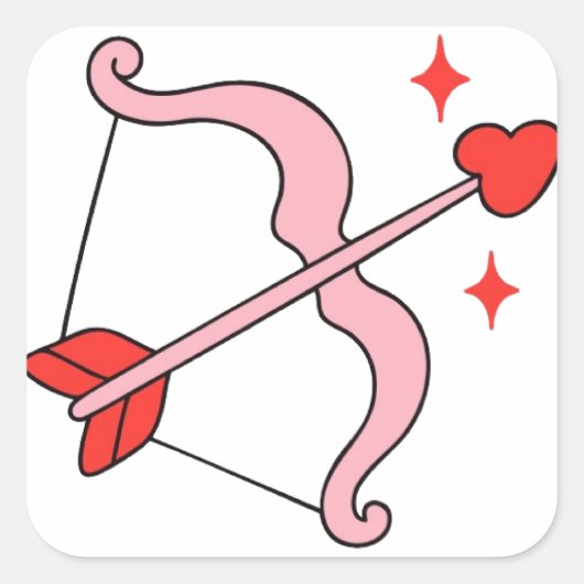 Cupid’s Bow and Arrow of Love – Cute Valentine Ill Vierkante Sticker (Voorkant)
